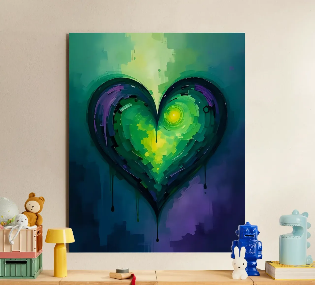 cuore_viola_verde_1 alluminio dibond da Pink- und LoveArt by LK