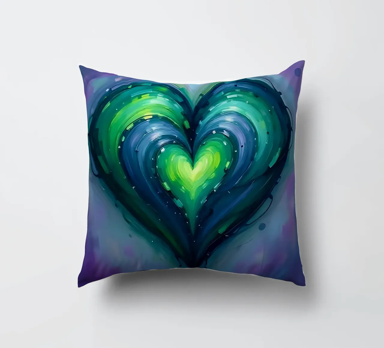 cuore_viola_verde_2 cuscino da Pink- und LoveArt by LK