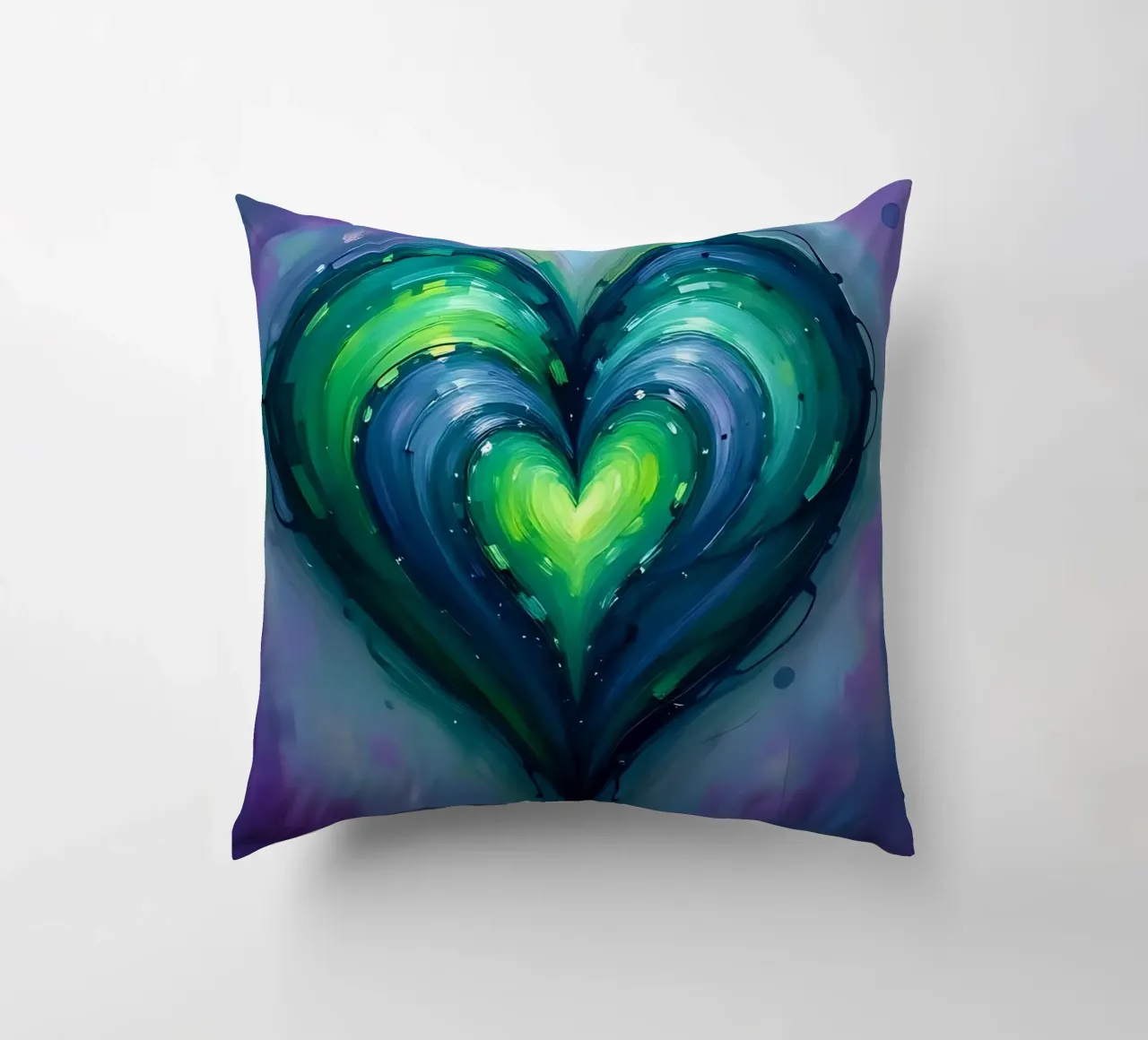 cuore_viola_verde_2 cuscino da Pink- und LoveArt by LK