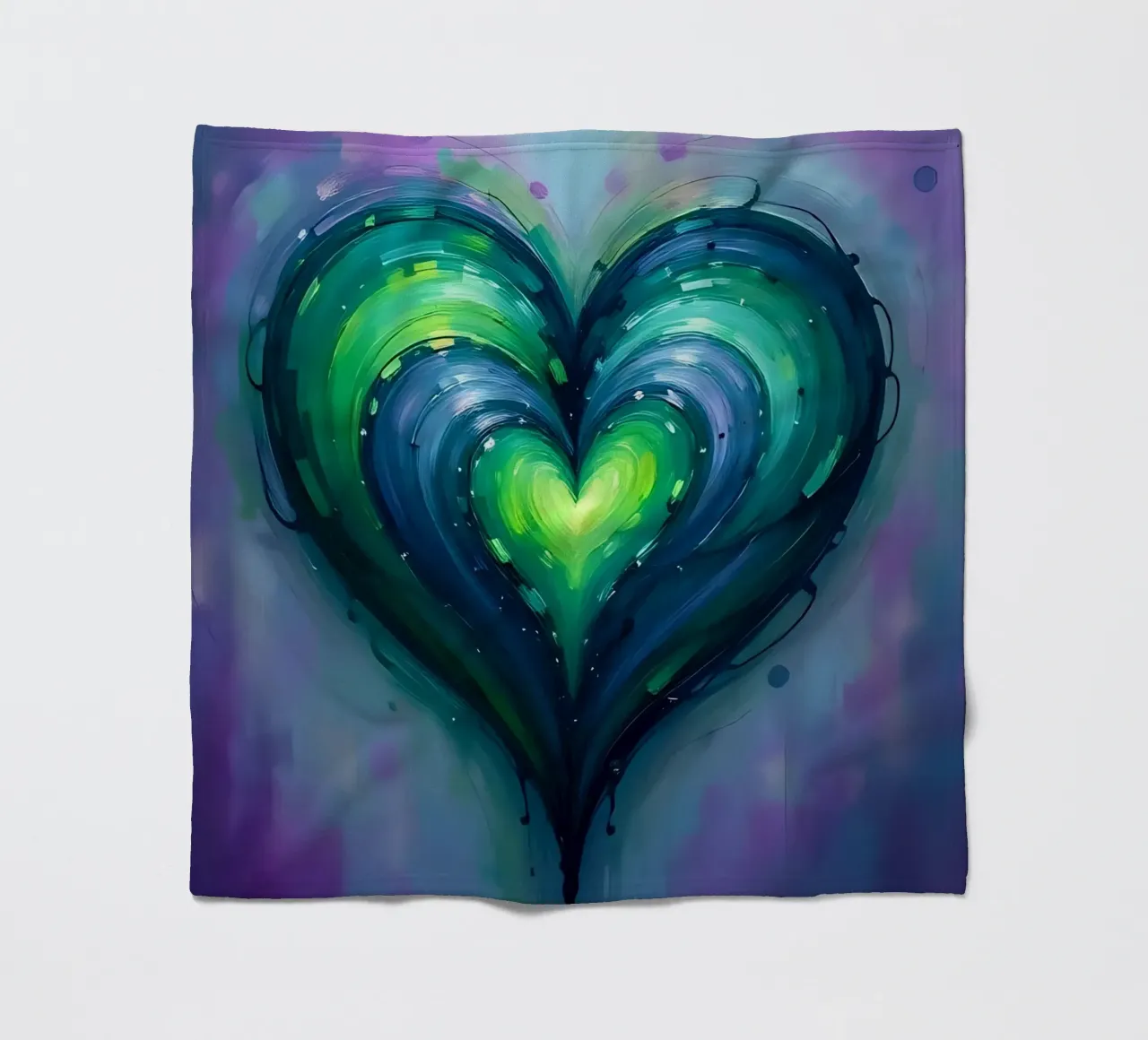 cuore_viola_verde_2 coperta in pile da Pink- und LoveArt by LK