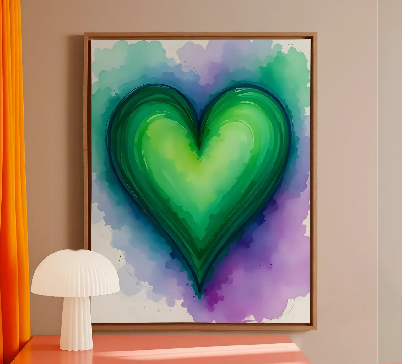 cœur_mauve_vert_3 toile avec Caisse américaine de Pink- und LoveArt by LK