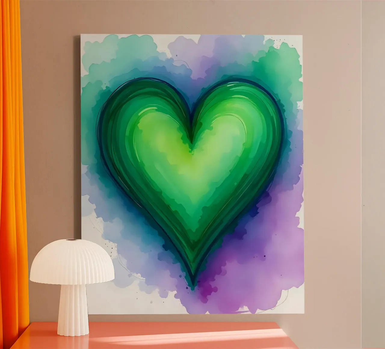 cœur_mauve_vert_3 toile avec Caisse américaine de Pink- und LoveArt by LK
