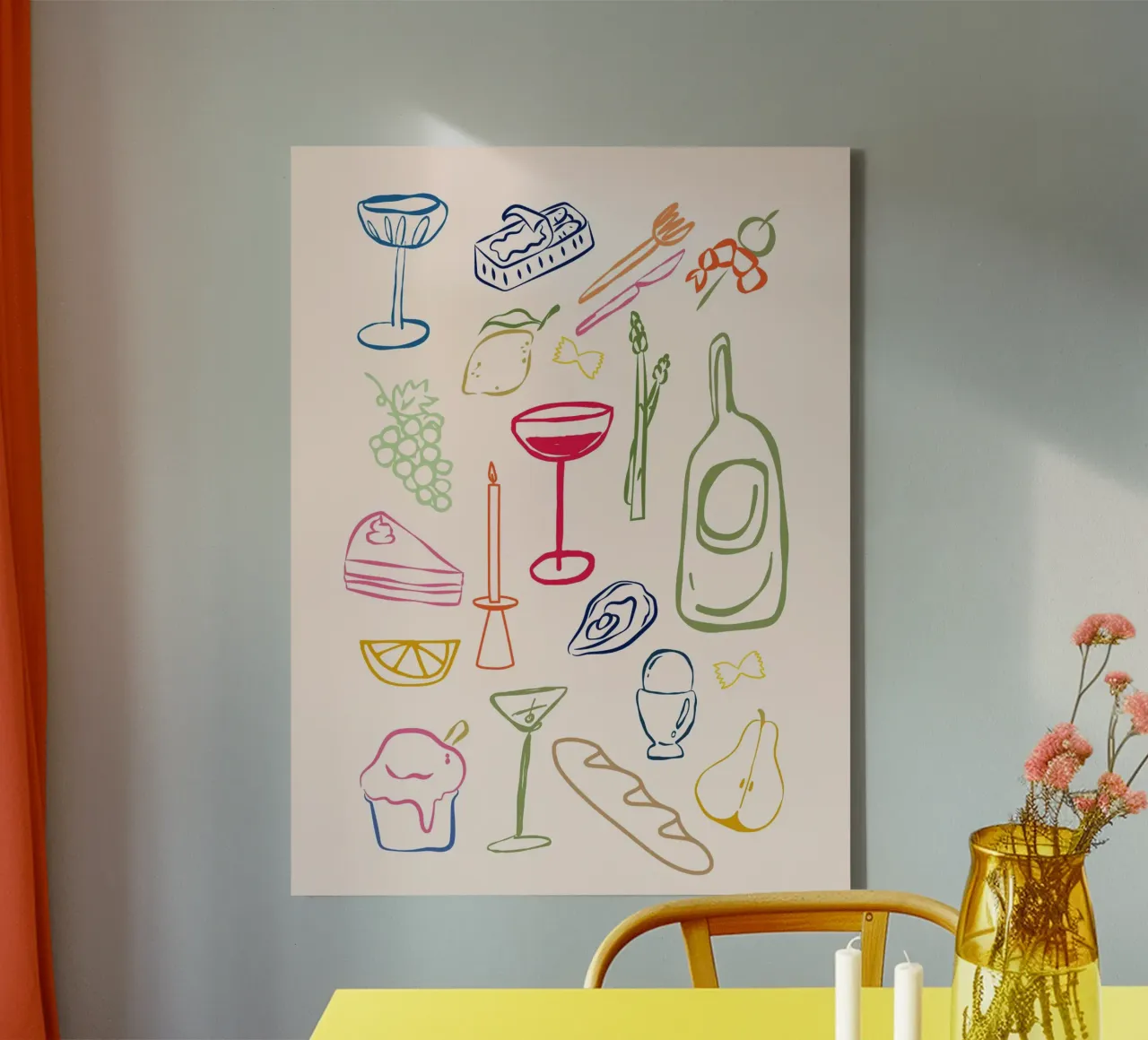 Arte italiana, Poser del vino, cibo italiano tela con Cornice a cassetta da DolceVita