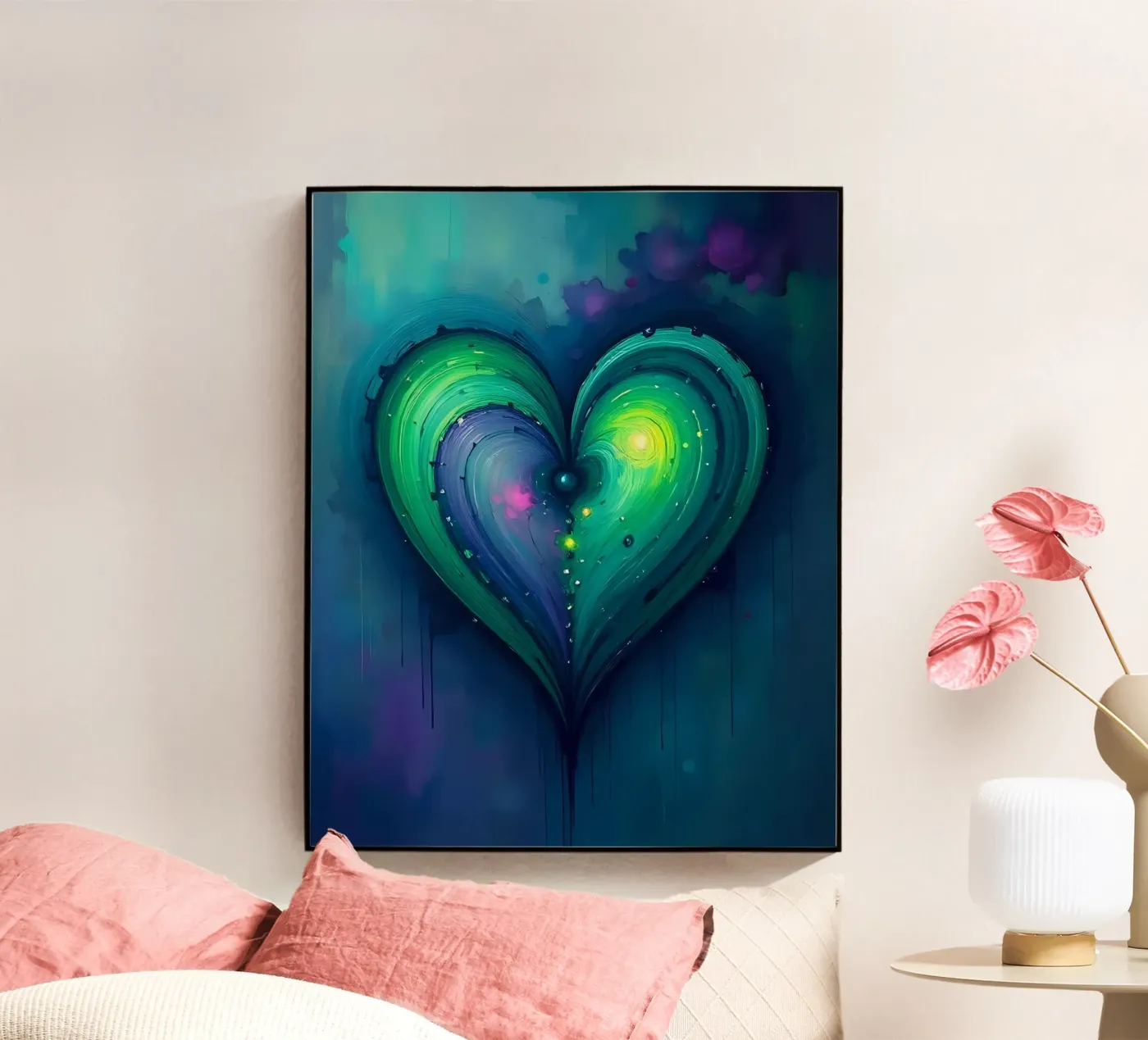hart_paars_groen_4 acryl van Pink- und LoveArt by LK