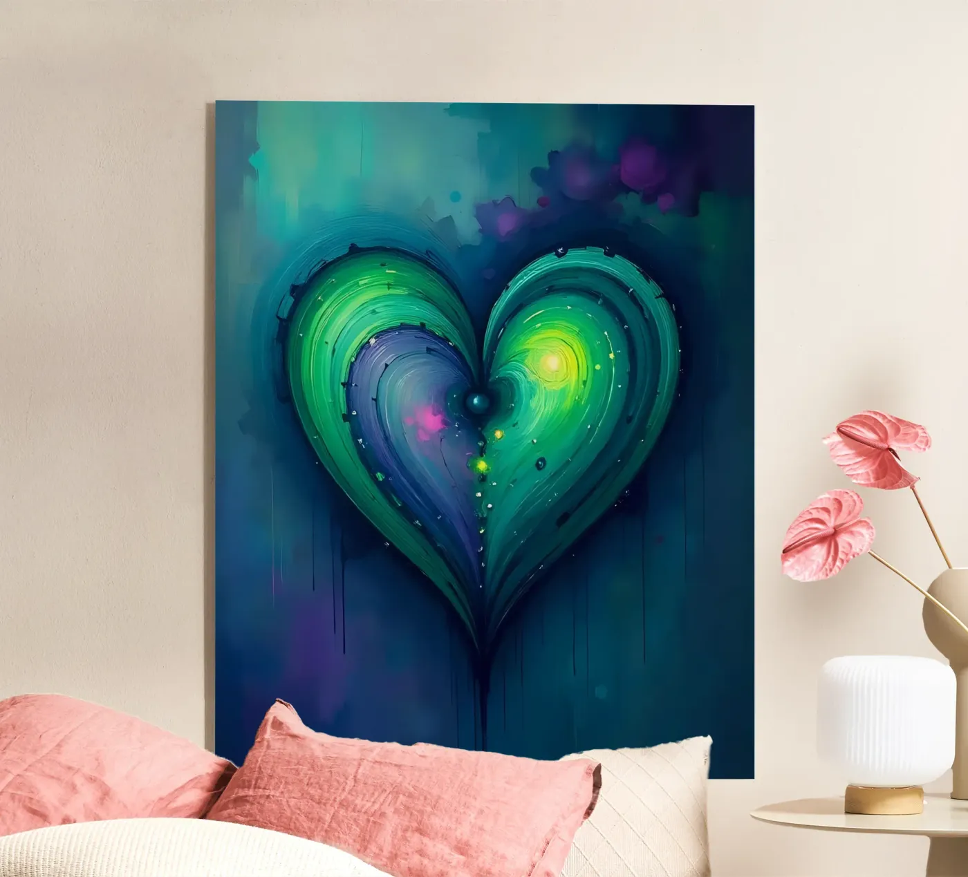 hart_paars_groen_4 acryl van Pink- und LoveArt by LK