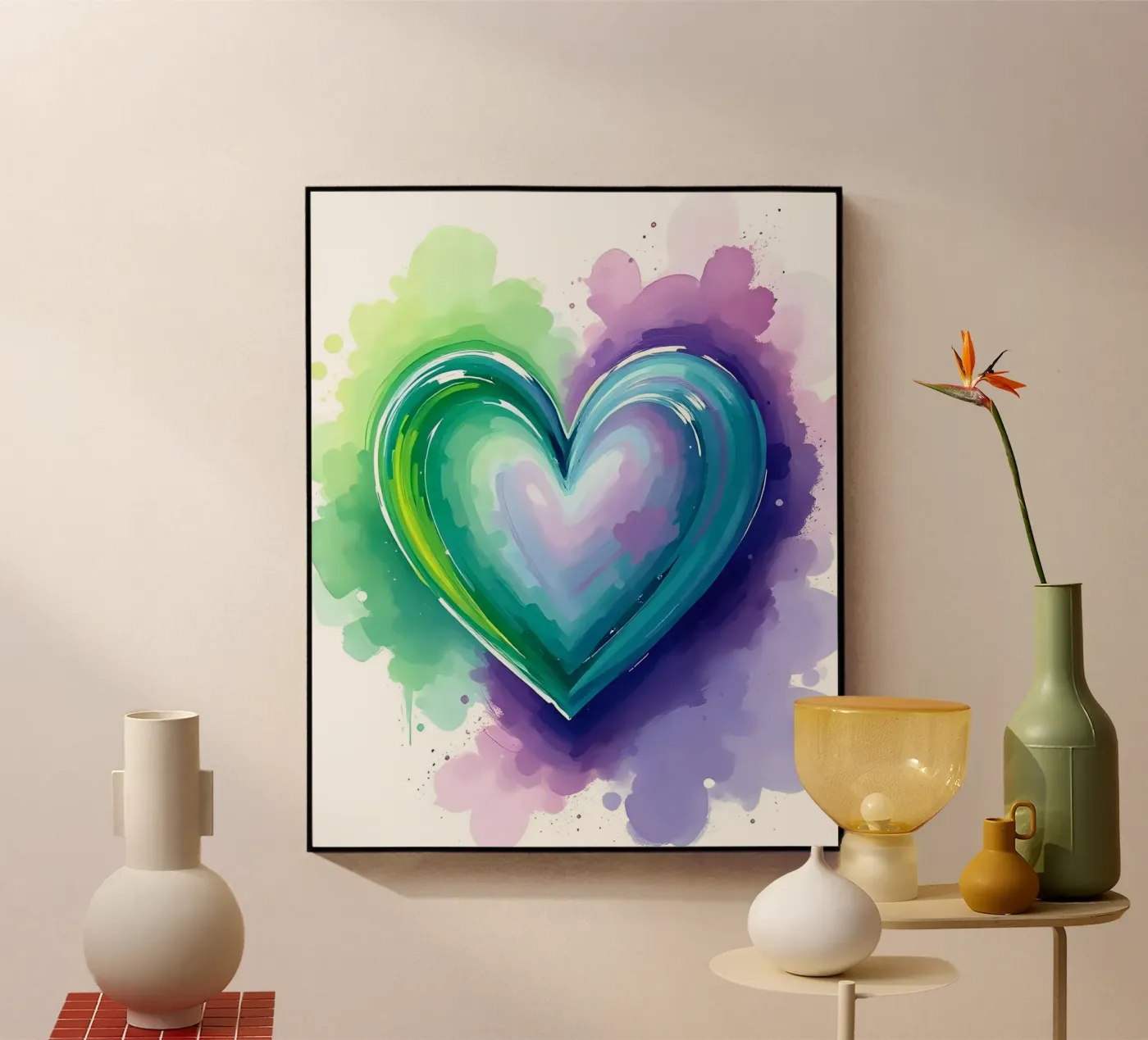 hart_paars_groen_5 acryl van Pink- und LoveArt by LK