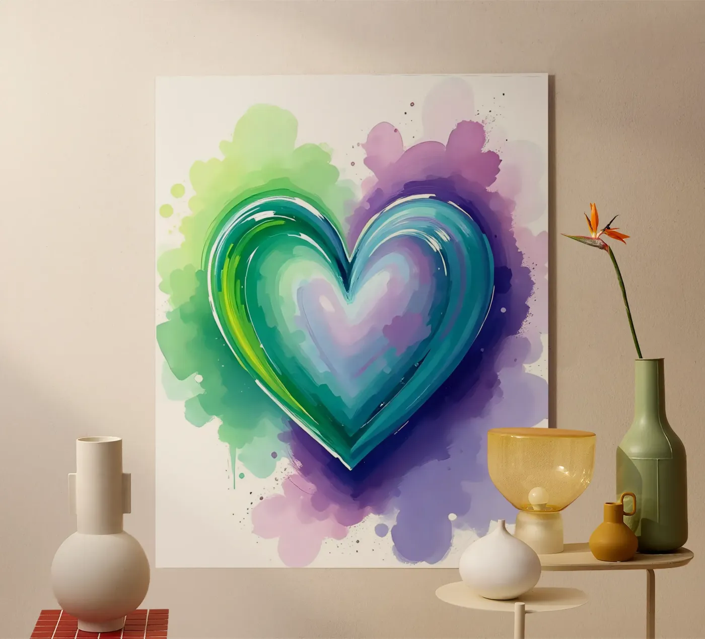 hart_paars_groen_5 acryl van Pink- und LoveArt by LK