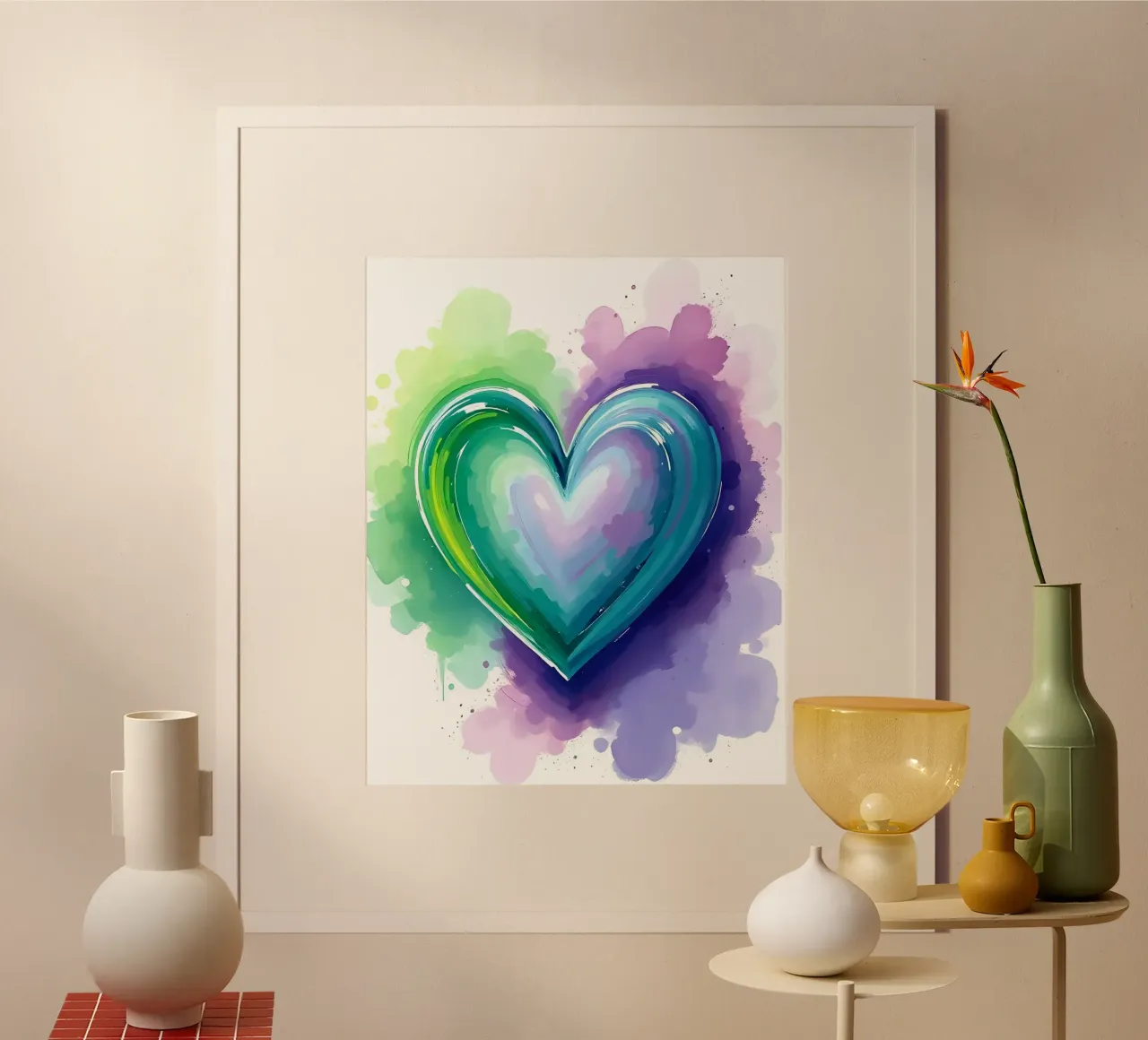 cœur_mauve_vert_5 hahnemühle de Pink- und LoveArt by LK