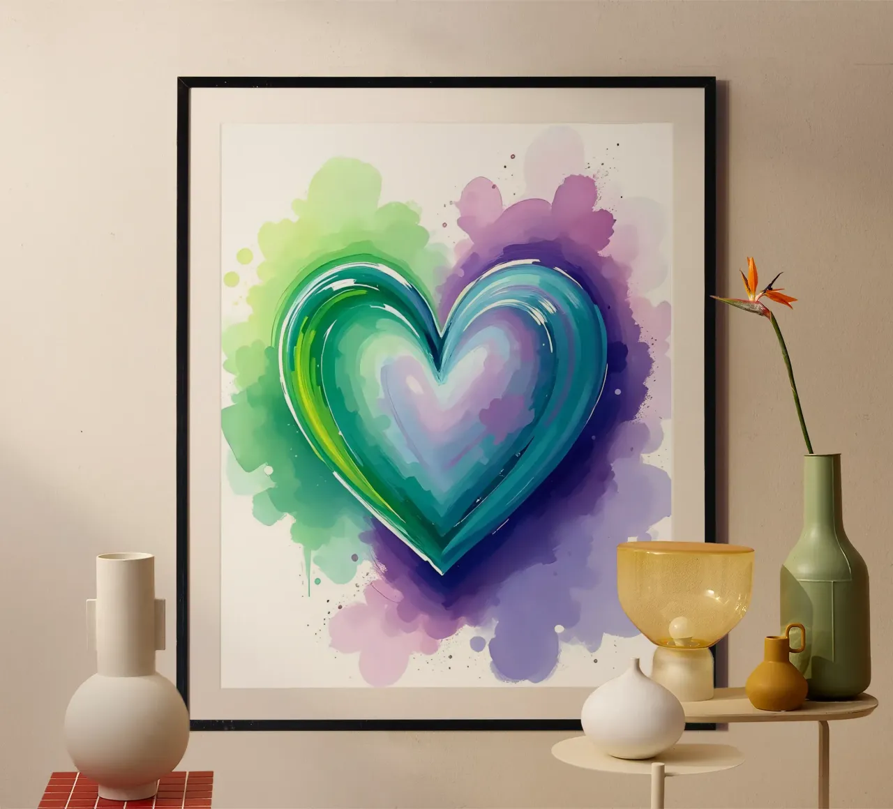 cœur_mauve_vert_5 hahnemühle de Pink- und LoveArt by LK