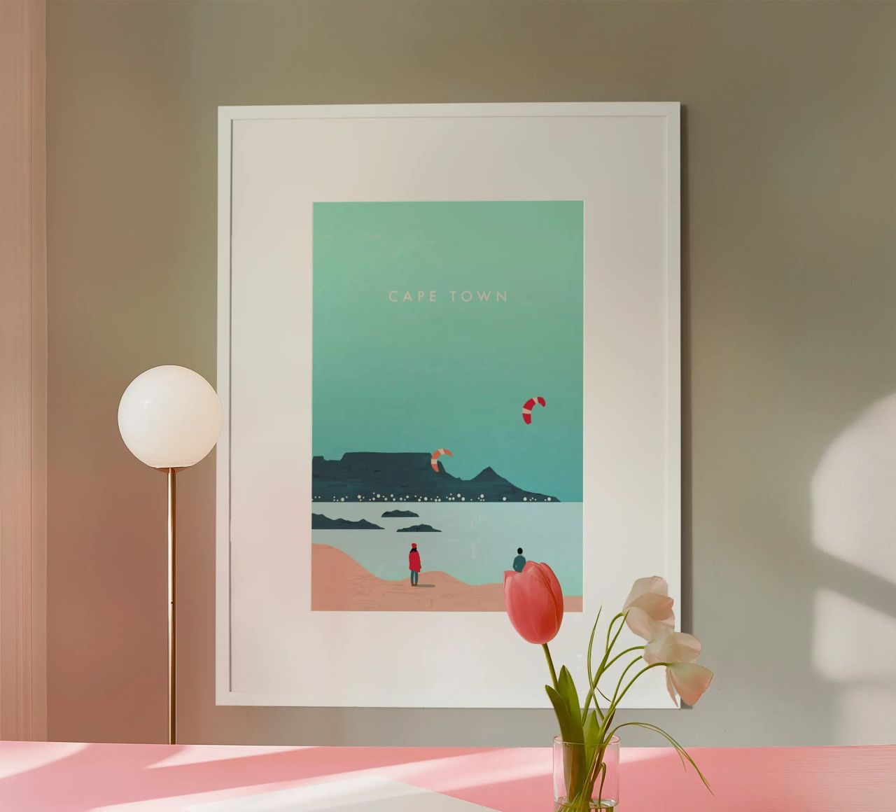 Cape Town poster with wooden frame by Katinka Reinke