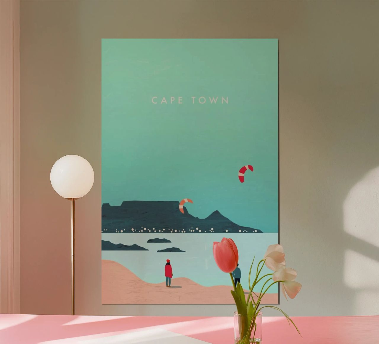 Cape Town poster with wooden frame by Katinka Reinke