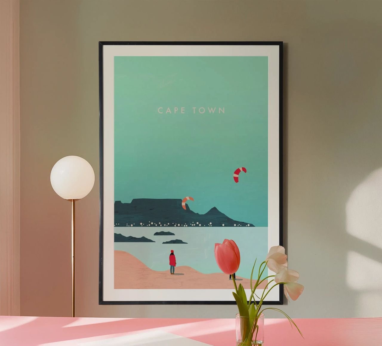 Cape Town poster with wooden frame by Katinka Reinke