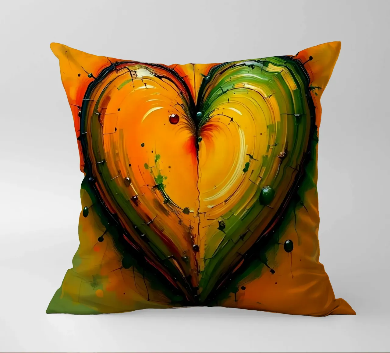 cuore_verde_arancio_1 cuscino da Pink- und LoveArt by LK
