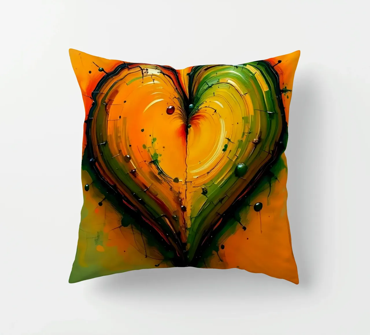 cuore_verde_arancio_1 cuscino da Pink- und LoveArt by LK