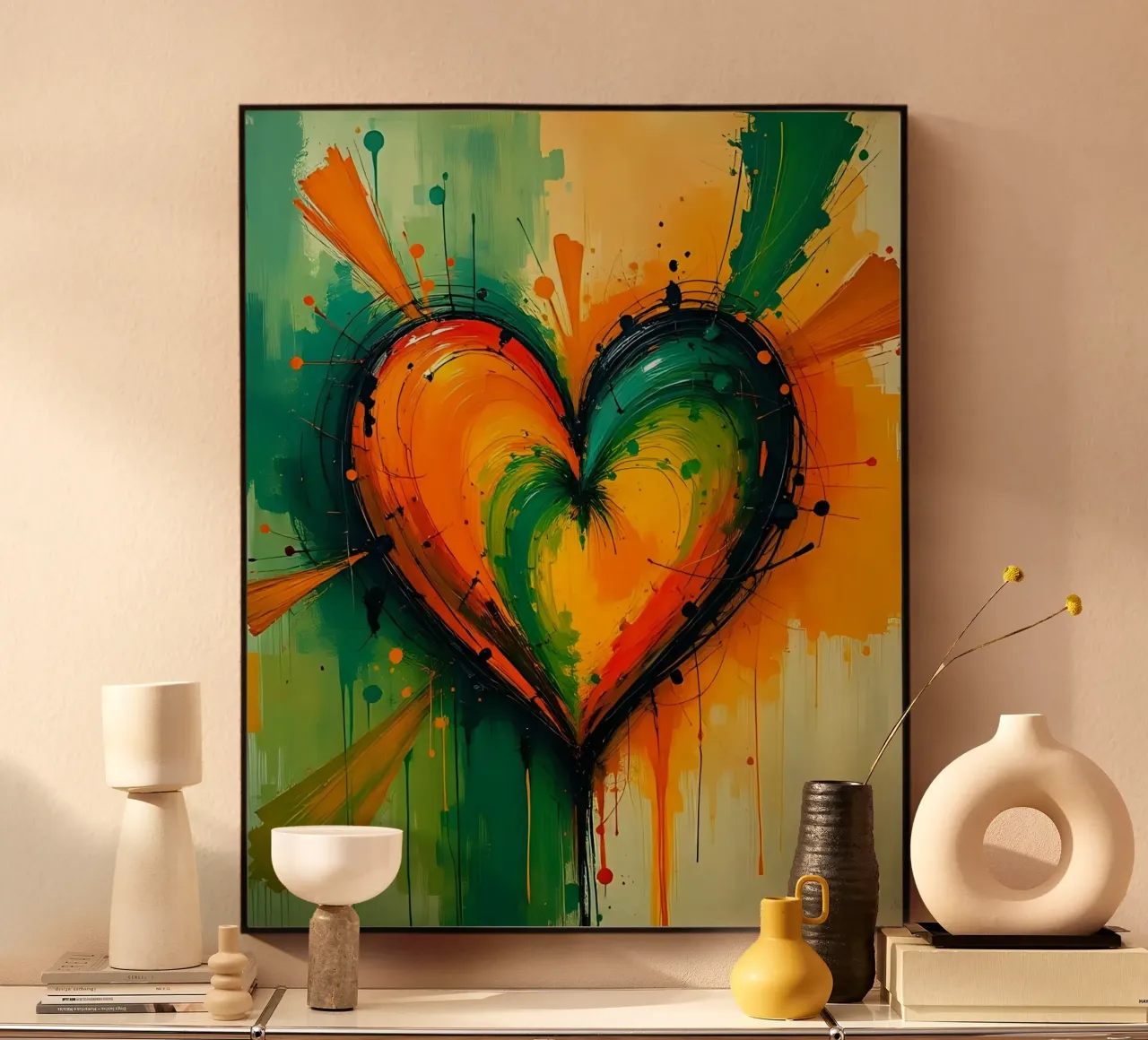 cuore_verde_arancio_2 alluminio dibond da Pink- und LoveArt by LK