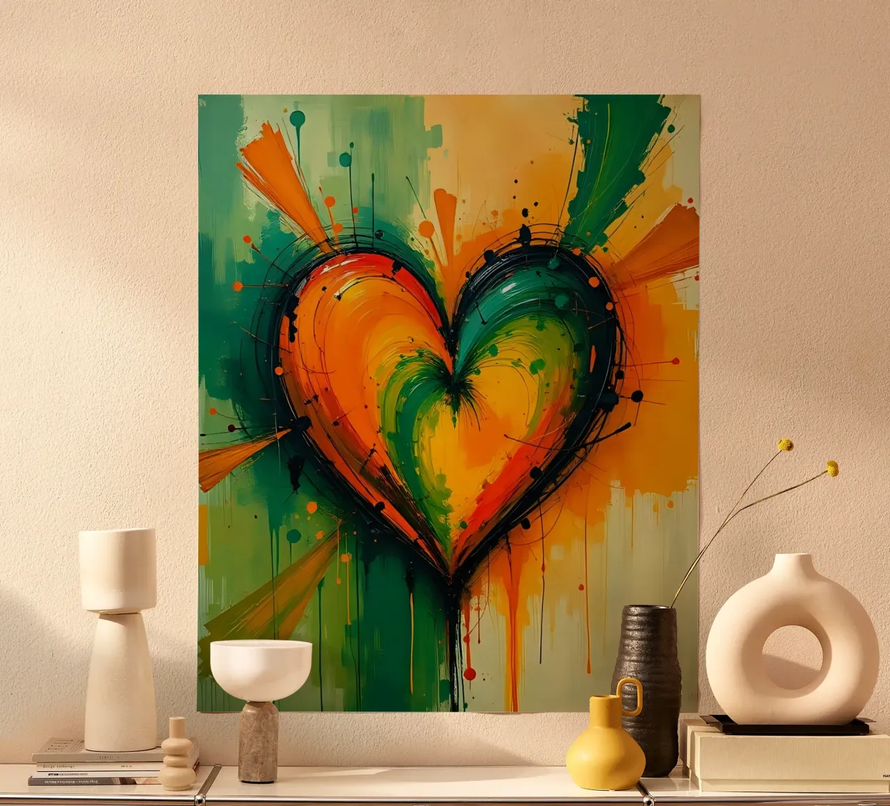 cuore_verde_arancio_2 carta hahnemühle da Pink- und LoveArt by LK