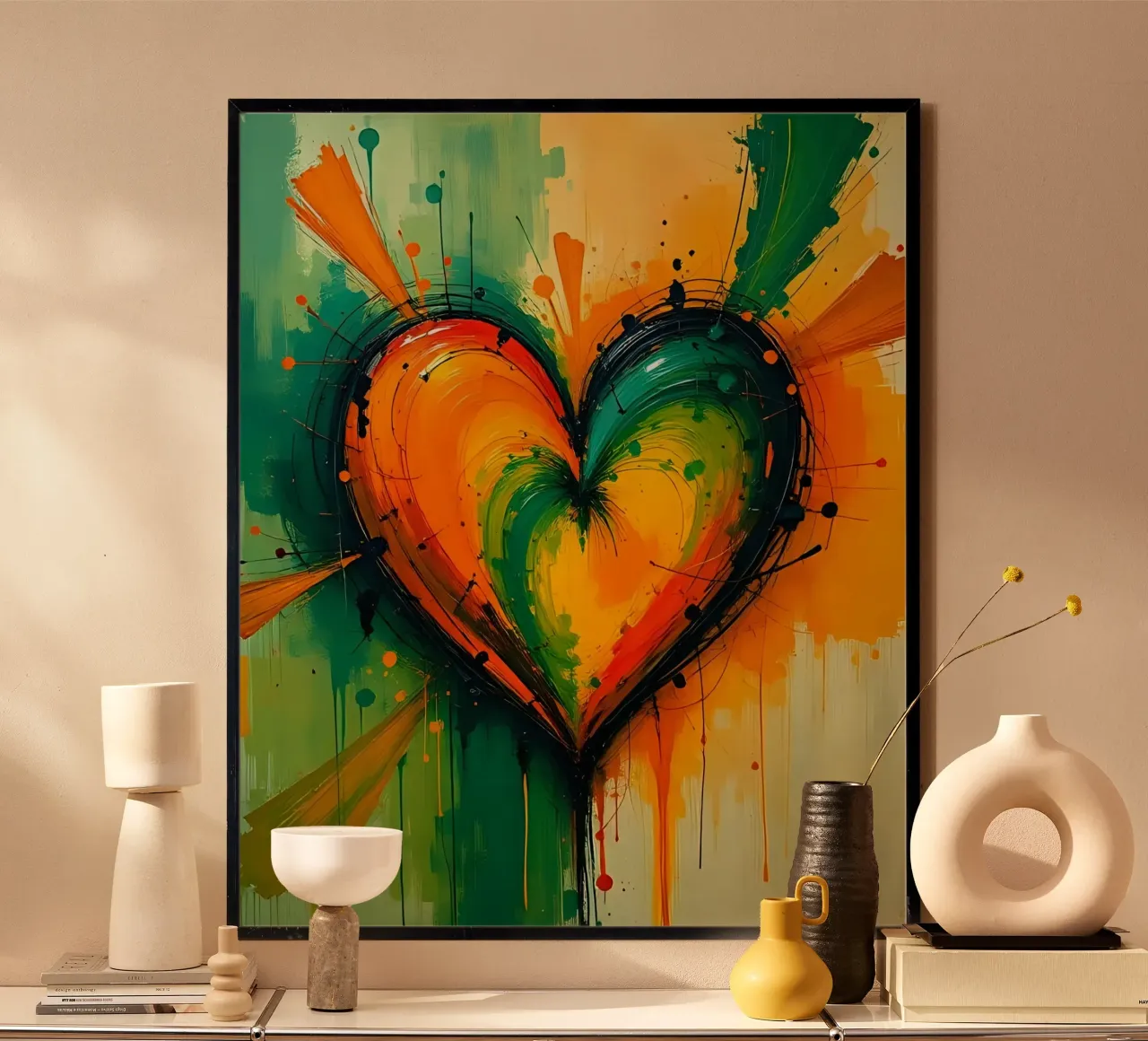 cuore_verde_arancio_2 carta hahnemühle da Pink- und LoveArt by LK