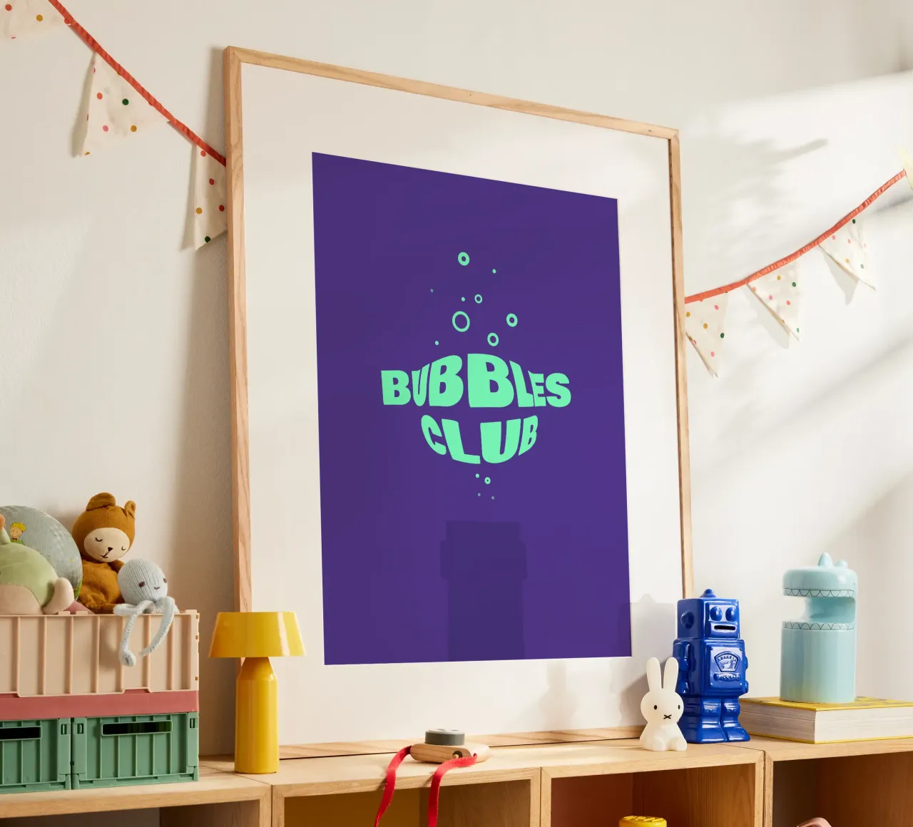 Bubbles Club I poster con telaio in legno da Bureau Purpur