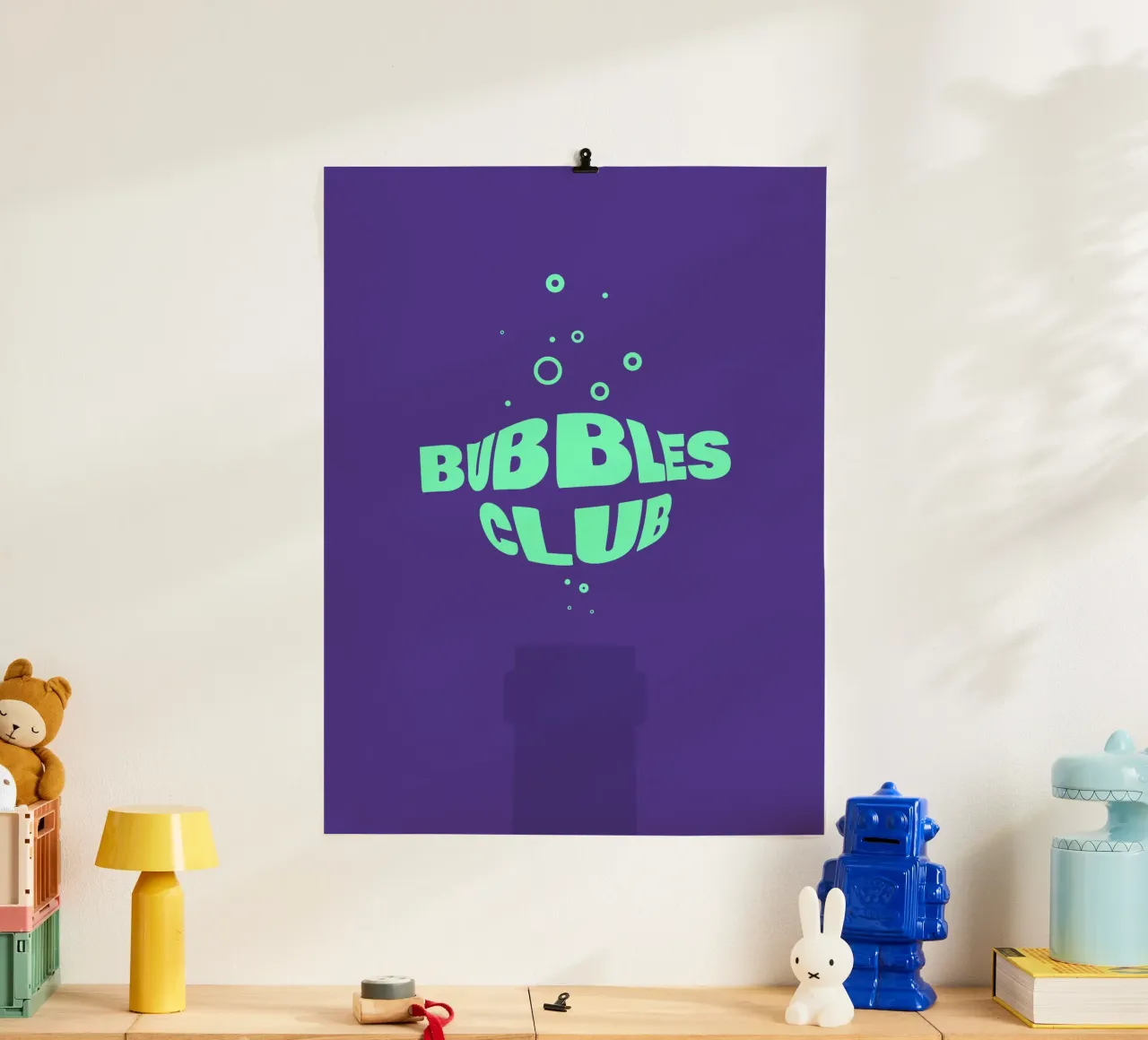 Bubbles Club I poster con telaio in legno da Bureau Purpur