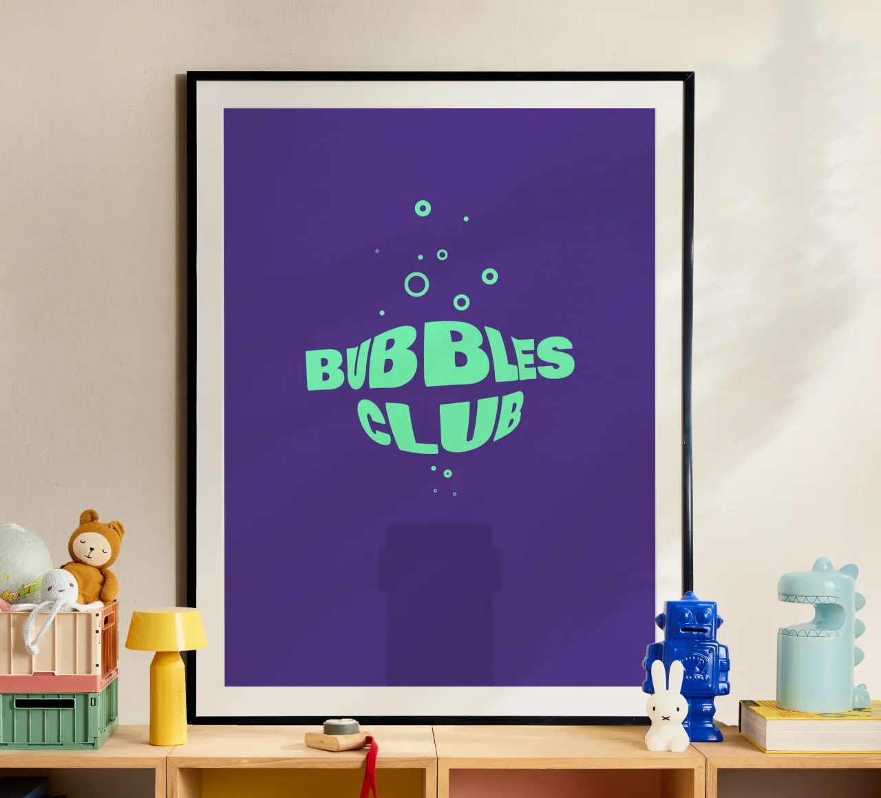 Bubbles Club I poster con telaio in legno da Bureau Purpur