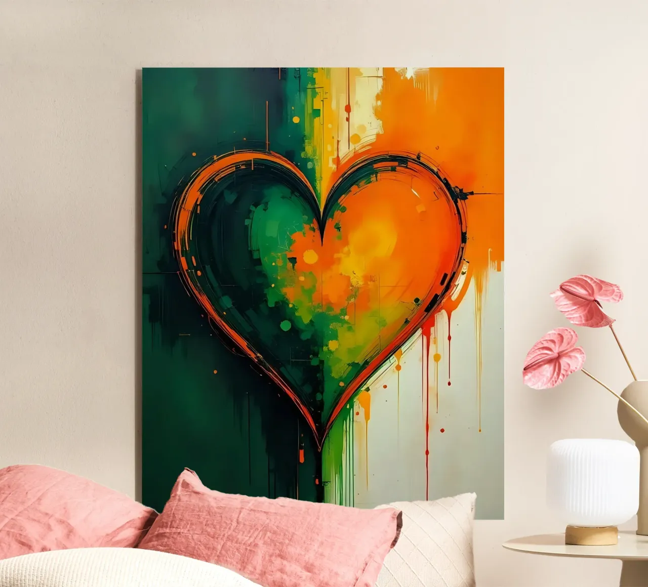 cuore_verde_arancio_4 alluminio dibond da Pink- und LoveArt by LK
