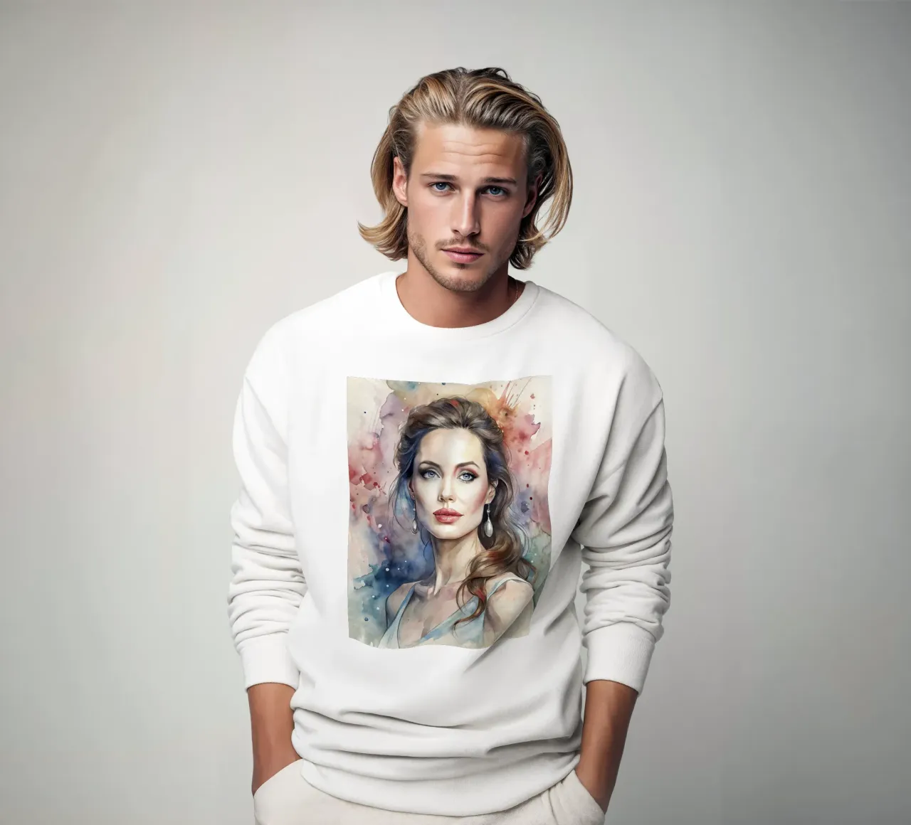Angelina Jolie in acquerello felpa da 🎁 ARTVI-SHOP