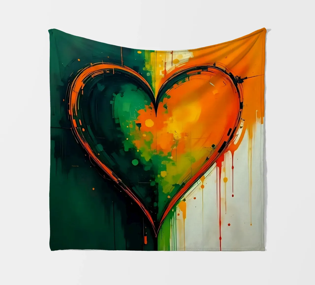 cuore_verde_arancio_5 coperta in pile da Pink- und LoveArt by LK