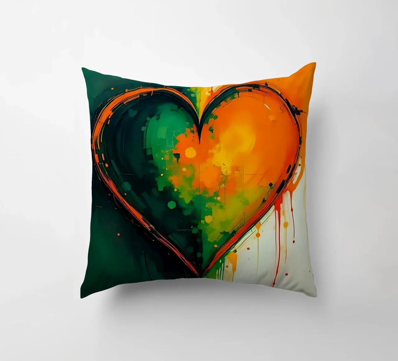 cuore_verde_arancio_5 cuscino da Pink- und LoveArt by LK