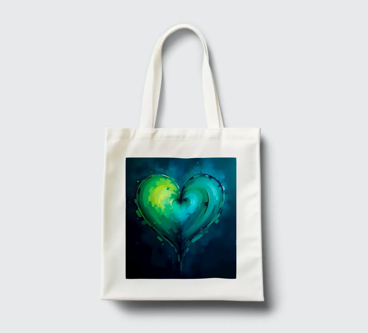 cuore_verde_blu_1 borsa in juta da Pink- und LoveArt by LK