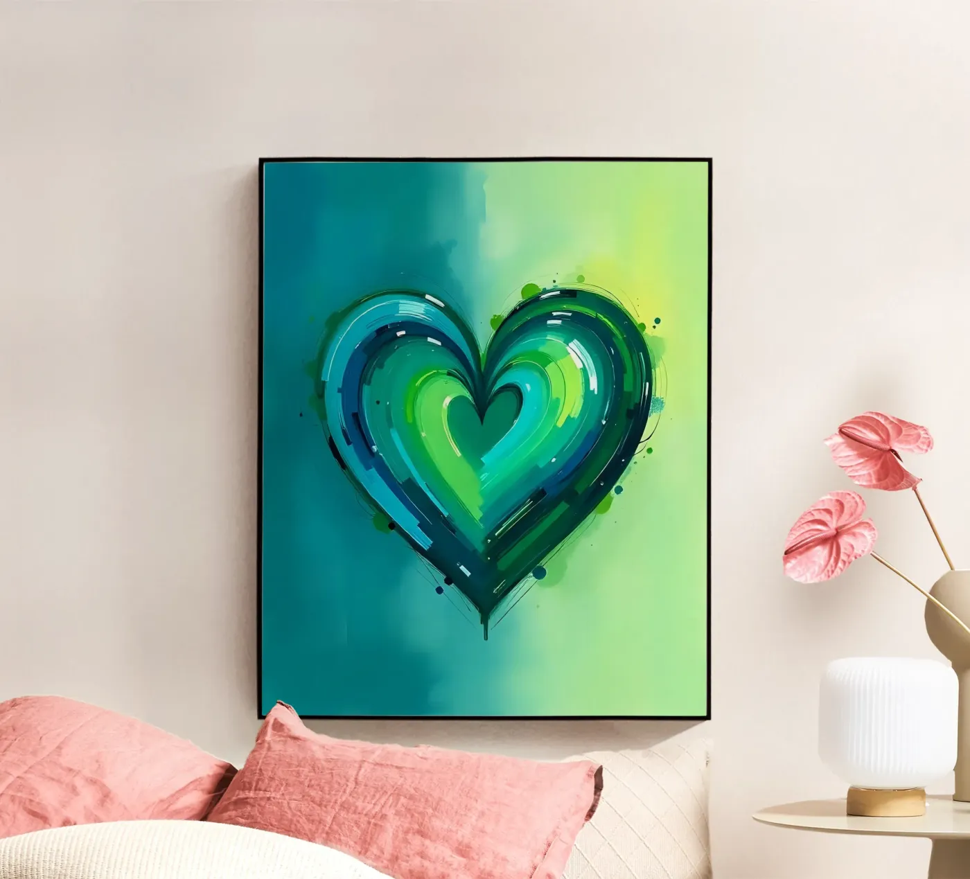 Herz_grün_blau_2 Acryl-Glas von Pink- und LoveArt by LK