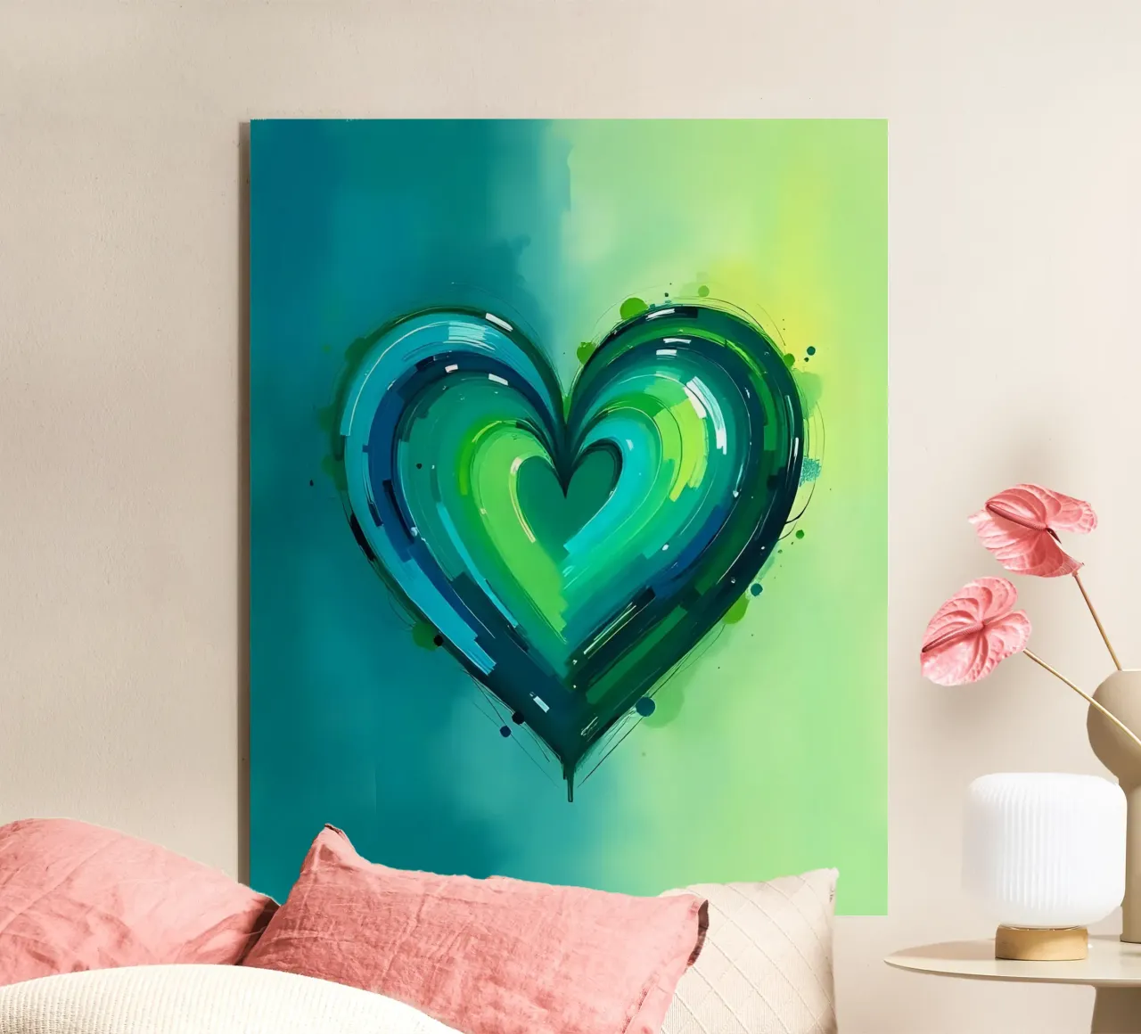 cuore_verde_blu_2 alluminio dibond da Pink- und LoveArt by LK