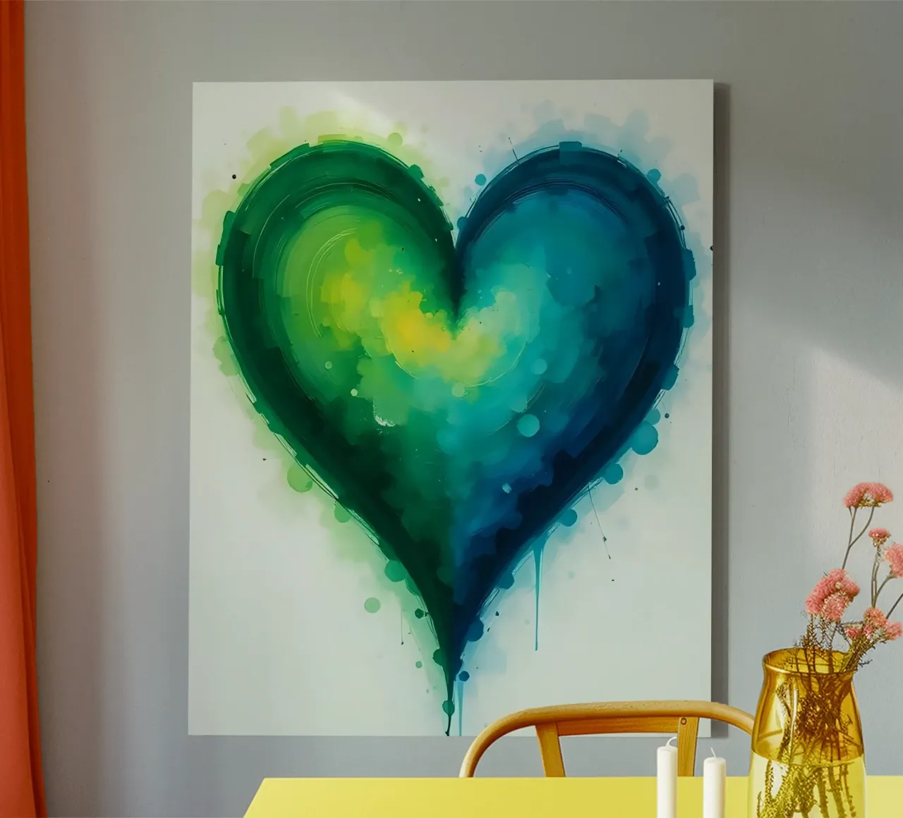 cœur_vert_bleu_3 toile de Pink- und LoveArt by LK