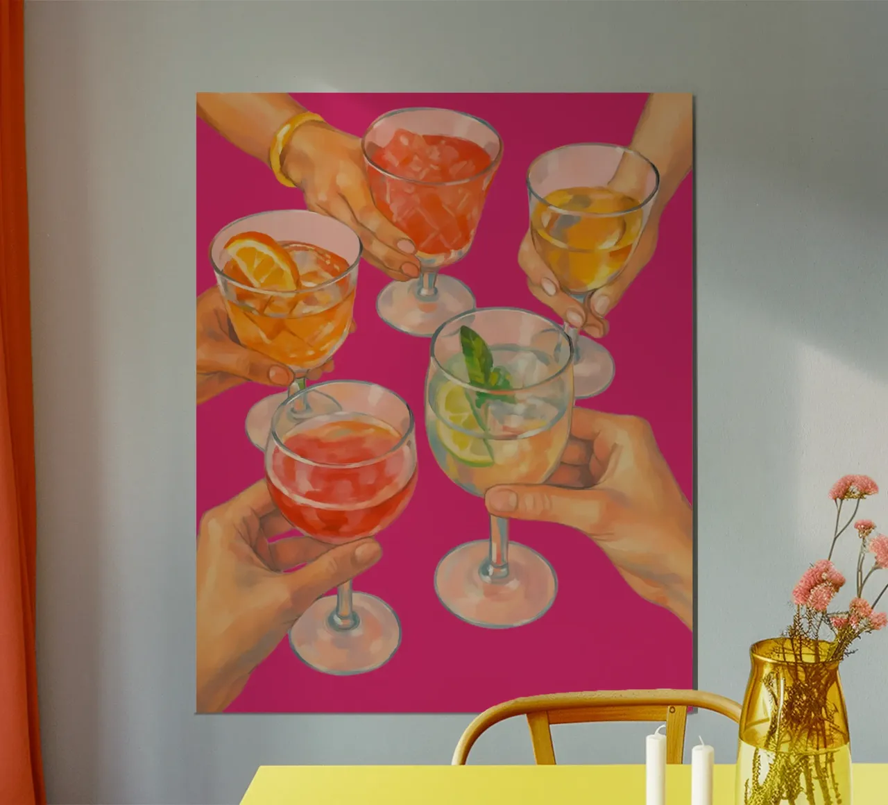 Happy Hour - Alkohol poster con telaio in legno da Second Canvas