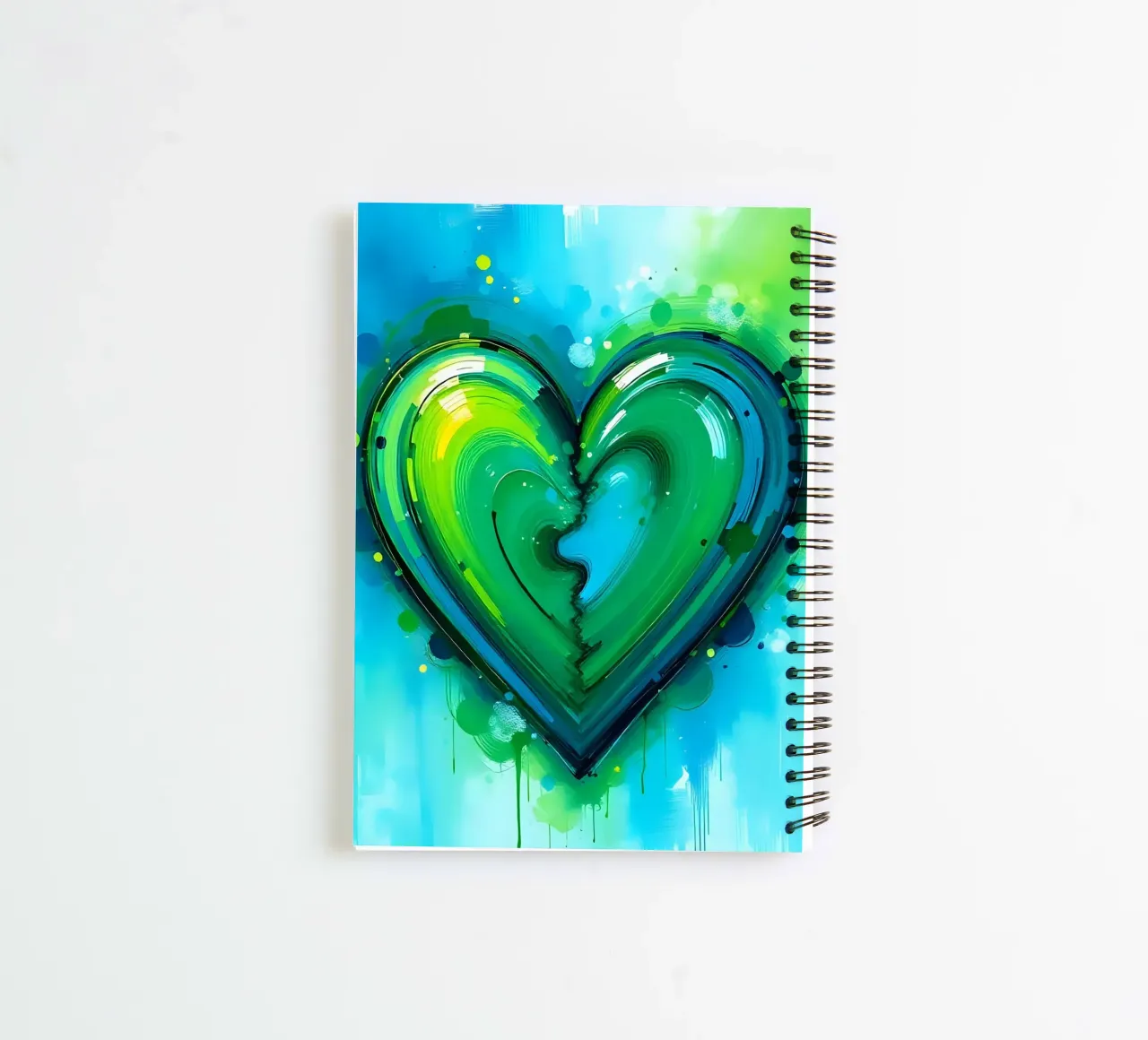 heart_green_blue_4 spiral notebook by Pink- und LoveArt by LK
