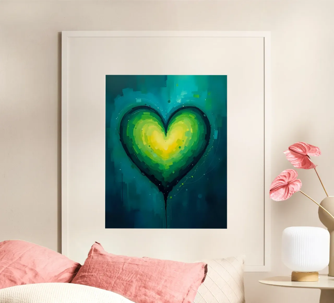cœur_vert_bleu_5 poster de Pink- und LoveArt by LK