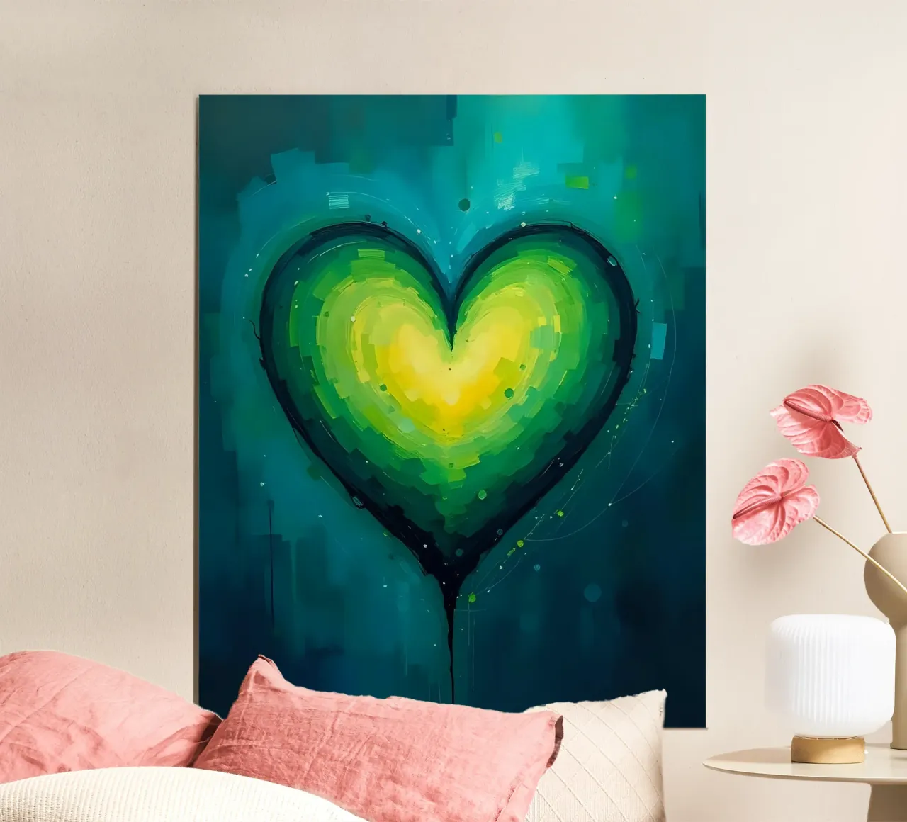 cœur_vert_bleu_5 poster de Pink- und LoveArt by LK