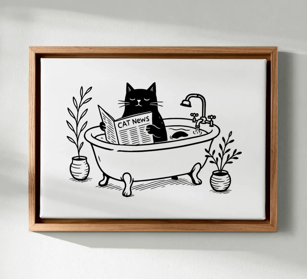 Katze liest Zeitung Leinwand von Second Canvas