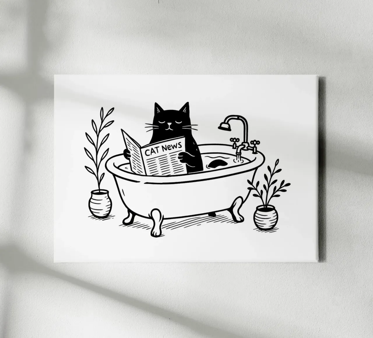 Katze liest Zeitung Leinwand von Second Canvas