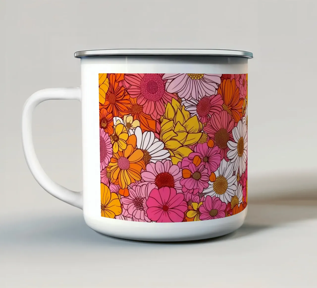 Retro Florals tazza in smalto da Sunflower Soul Studio