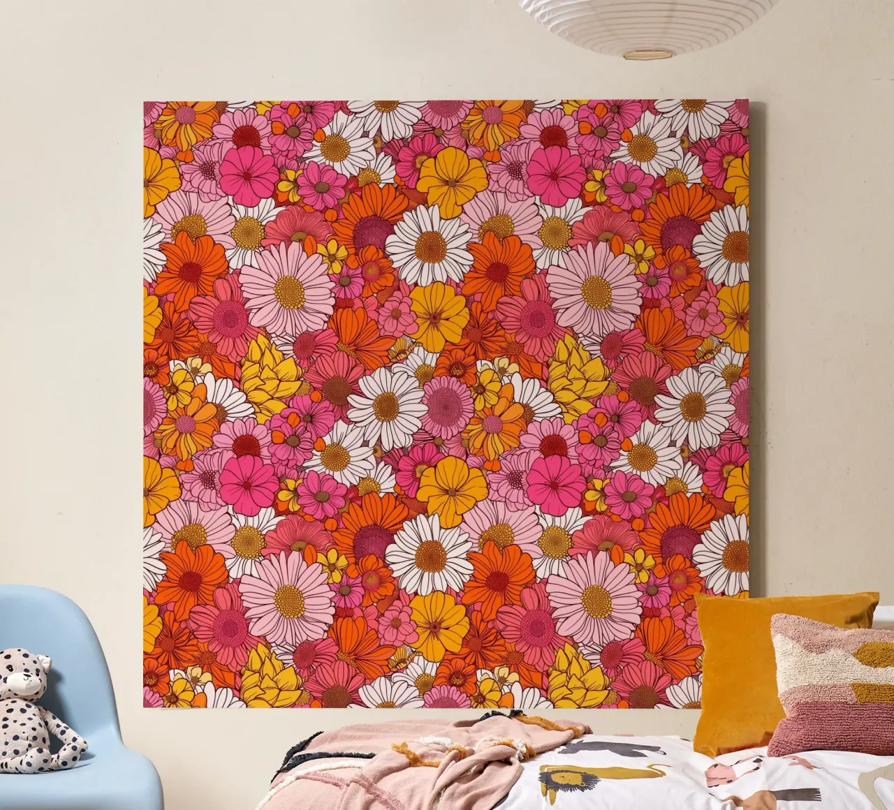 Retro Florals canvas met Baklijst van Sunflower Soul Studio