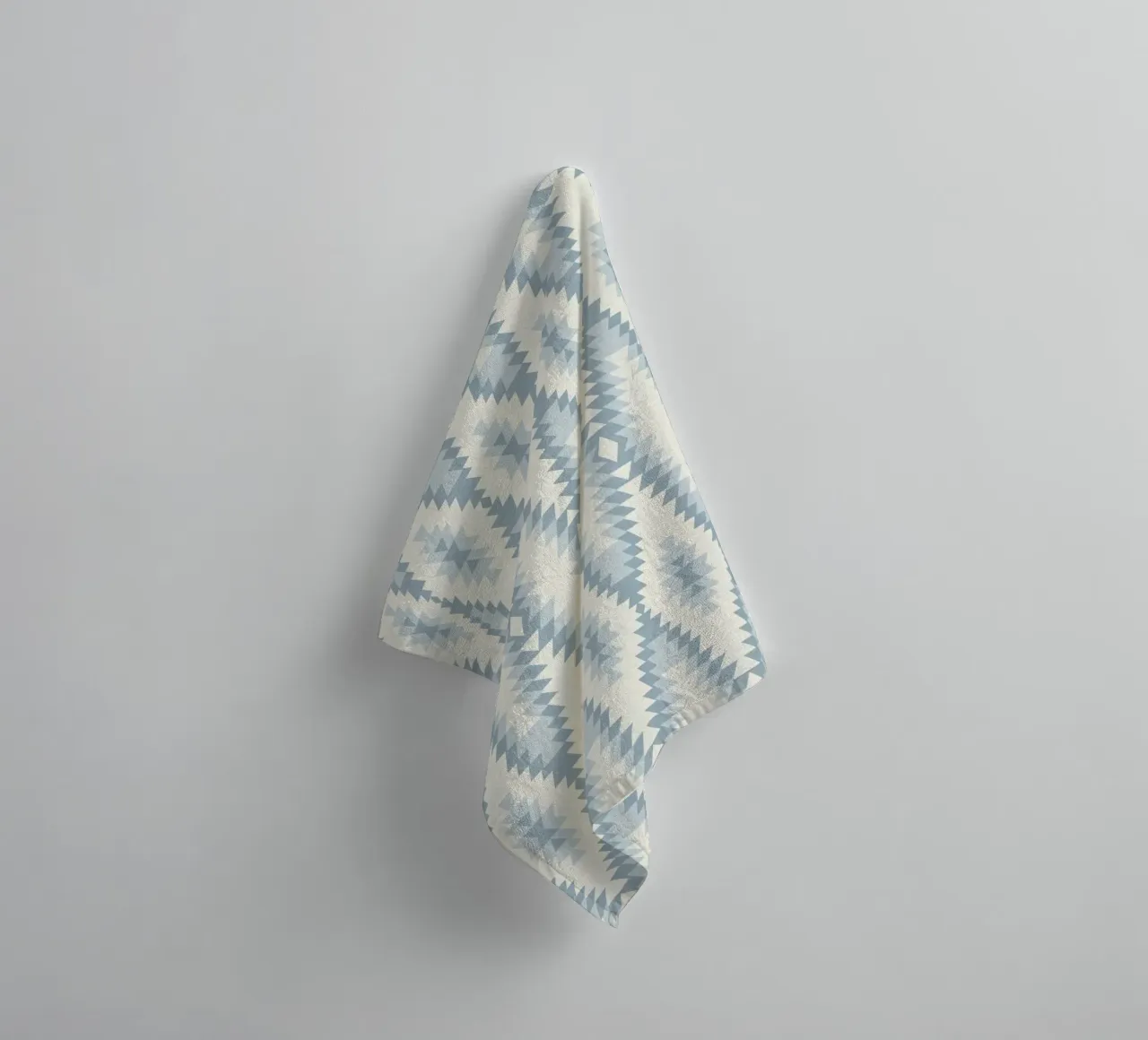 Soft Blue Aztec Diamond – Minimal Tribal Art Print towel by Studio Birchwood