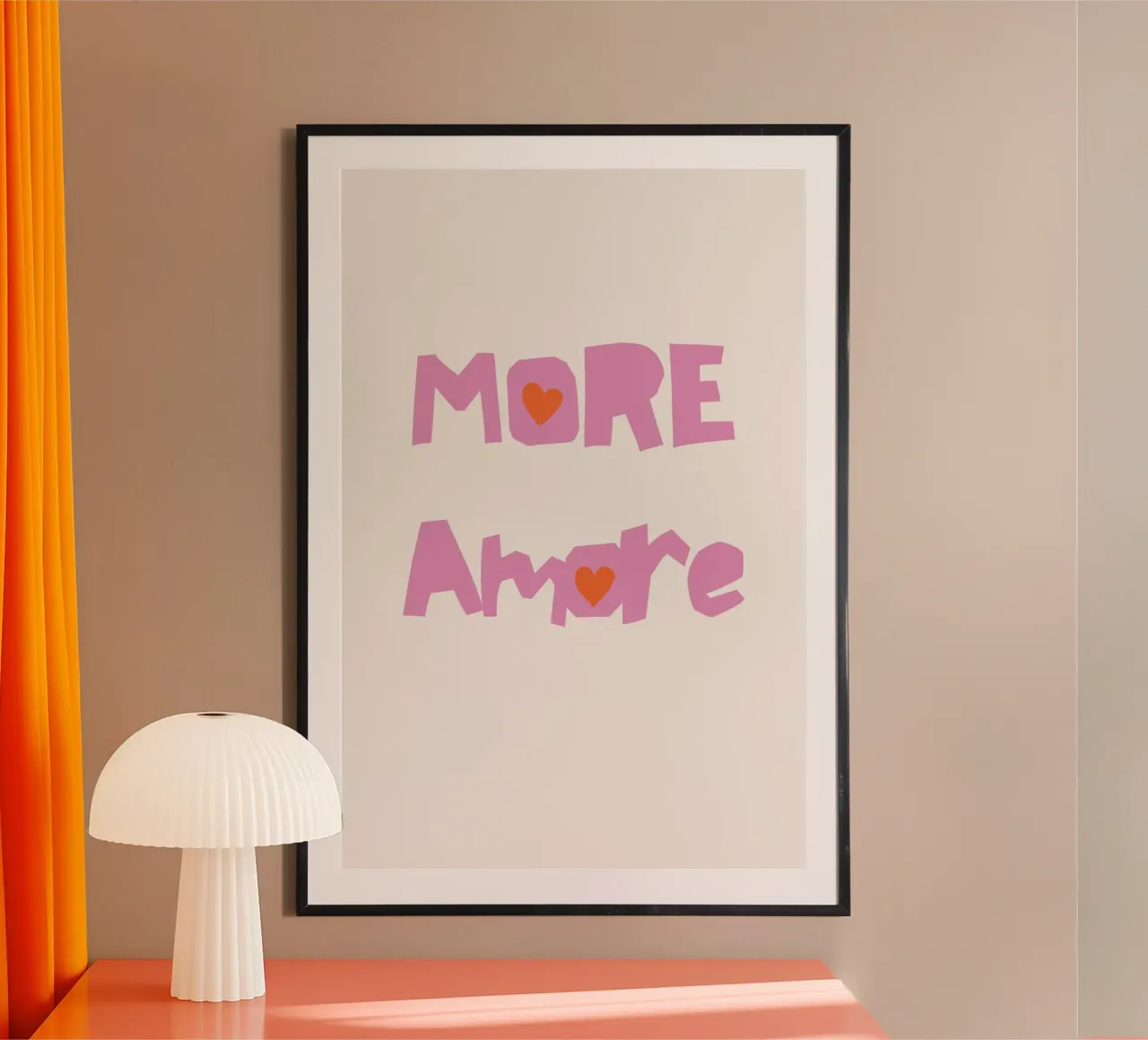 More Amore poster con telaio in legno da Second Canvas