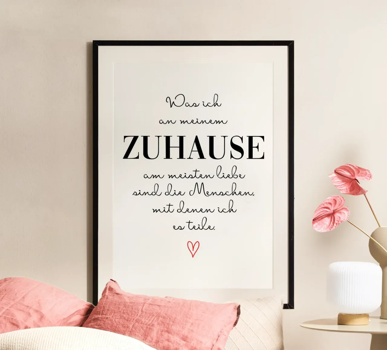 Mein Zuhause poster con telaio in legno da BAINAI QUOTES