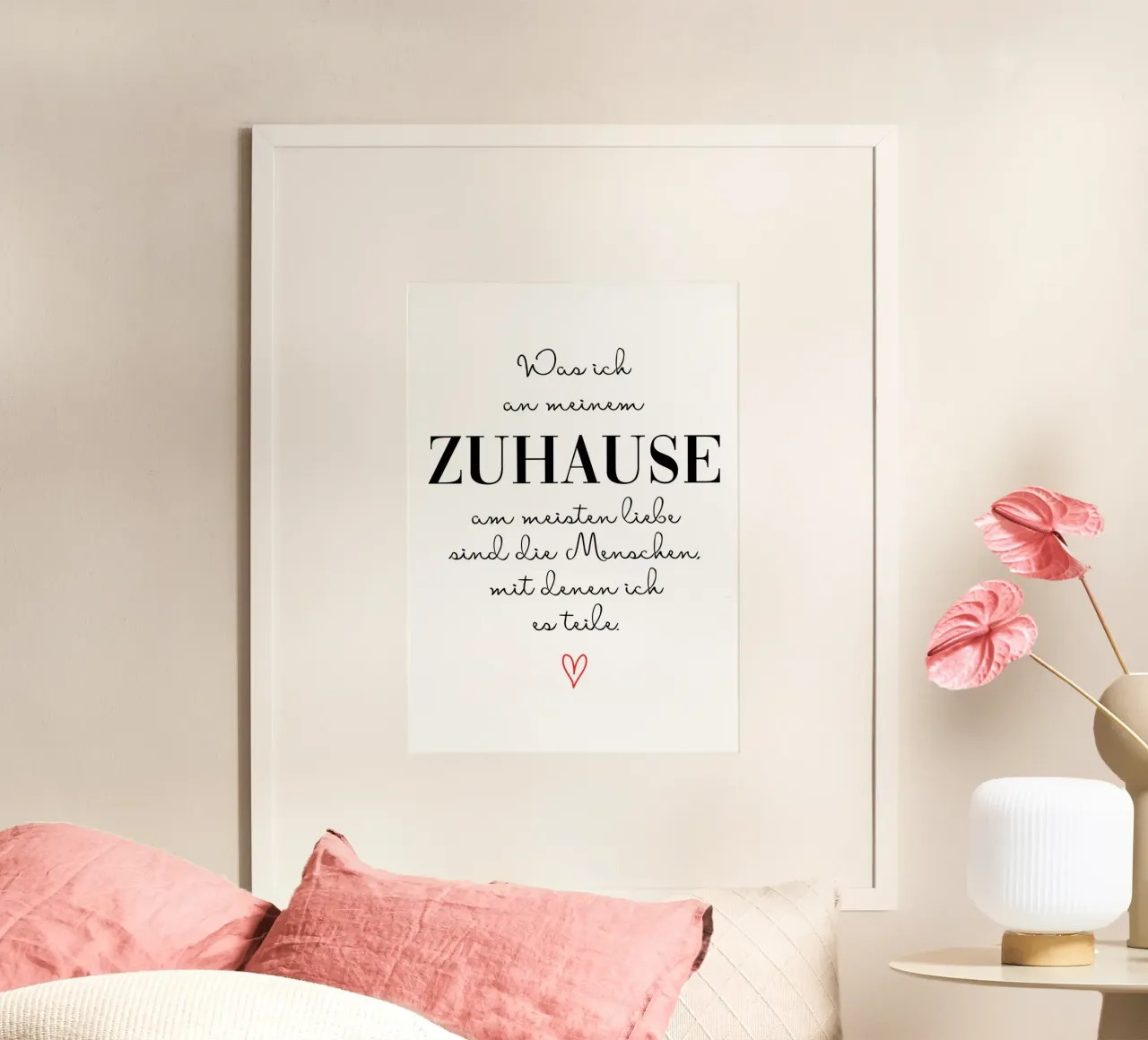Mein Zuhause poster con telaio in legno da BAINAI QUOTES