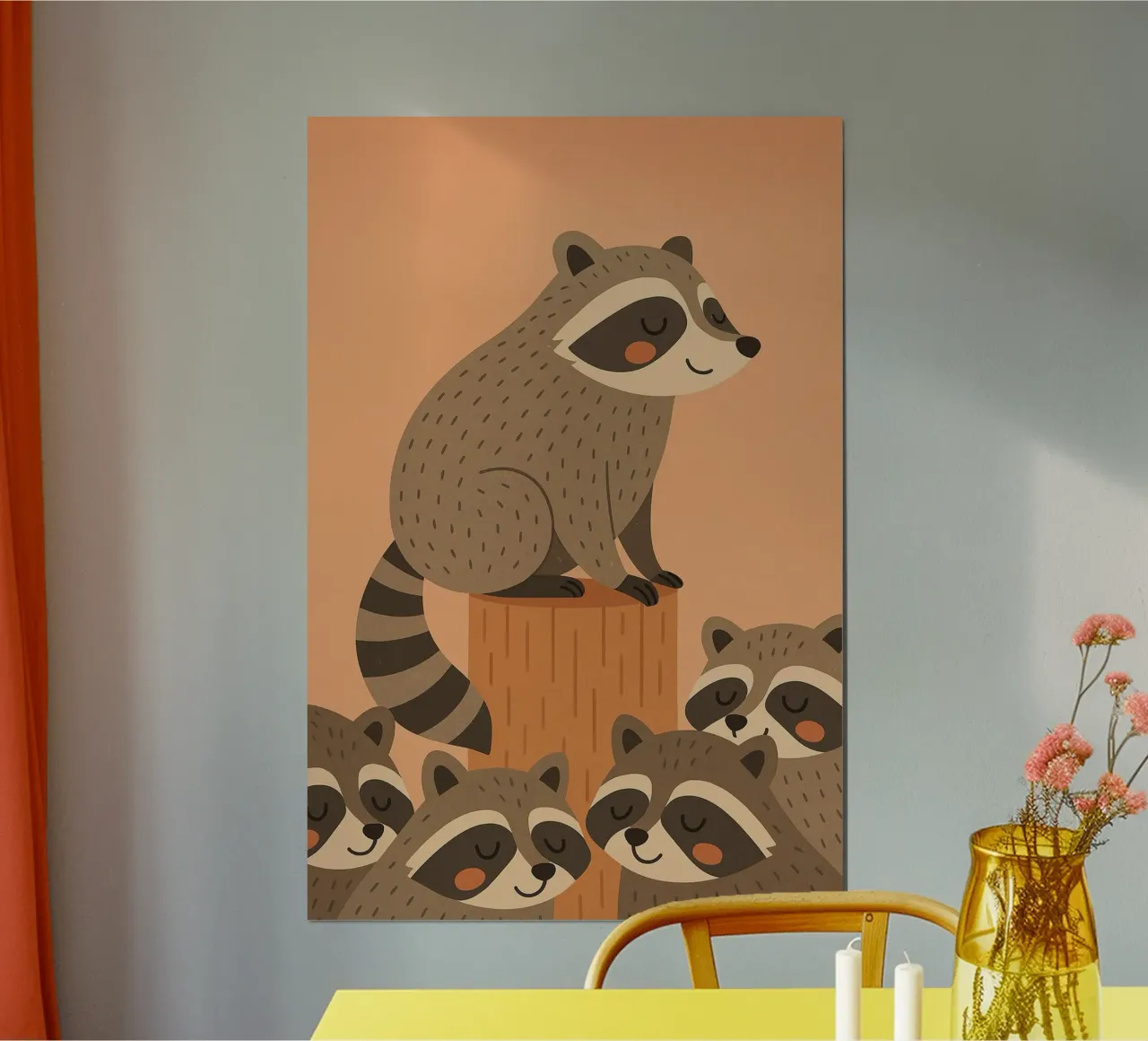 Cute Cartoon Raccoon - Kids Animal hahnemühle by Tiny Tails & Stripes