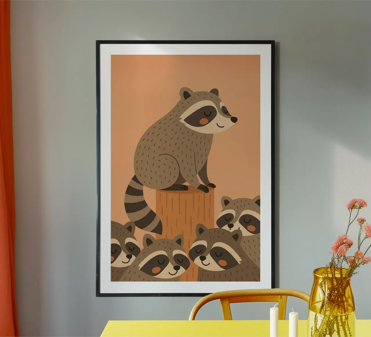 Cute Cartoon Raccoon - Kids Animal hahnemühle by Tiny Tails & Stripes
