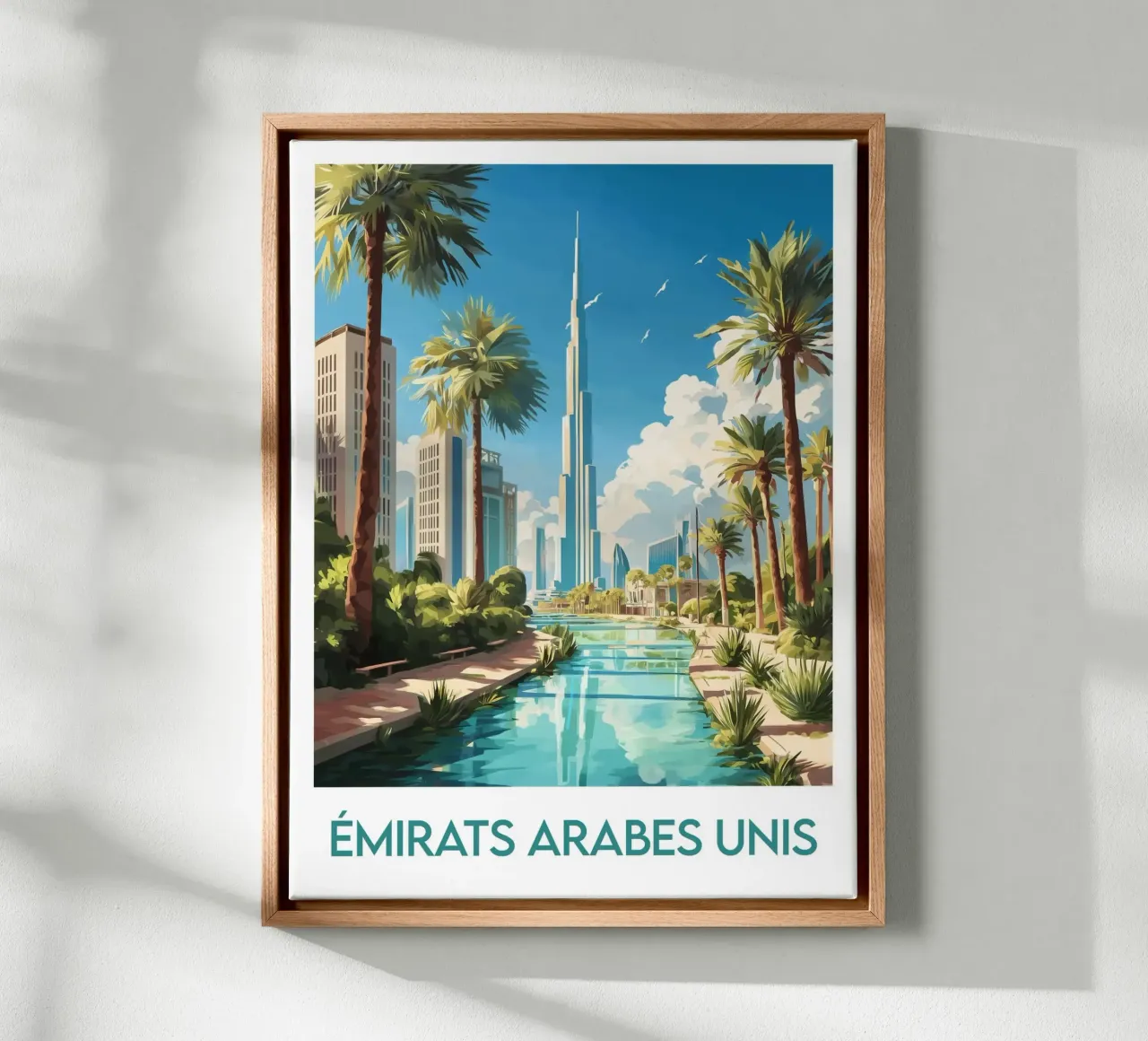 Manifesto degli Emirati Arabi Uniti tela con Cornice a cassetta da Frame the World