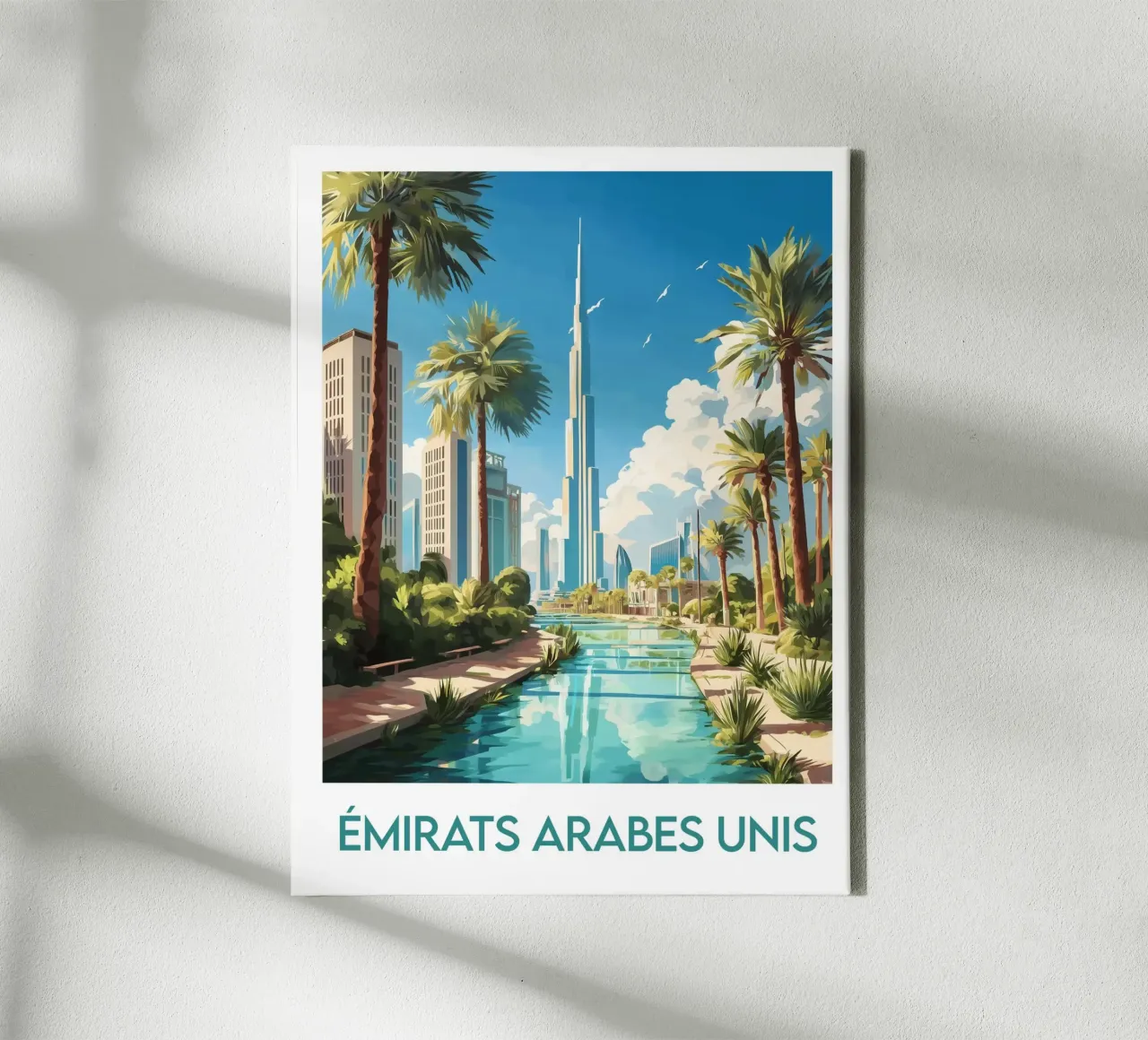 Manifesto degli Emirati Arabi Uniti tela con Cornice a cassetta da Frame the World