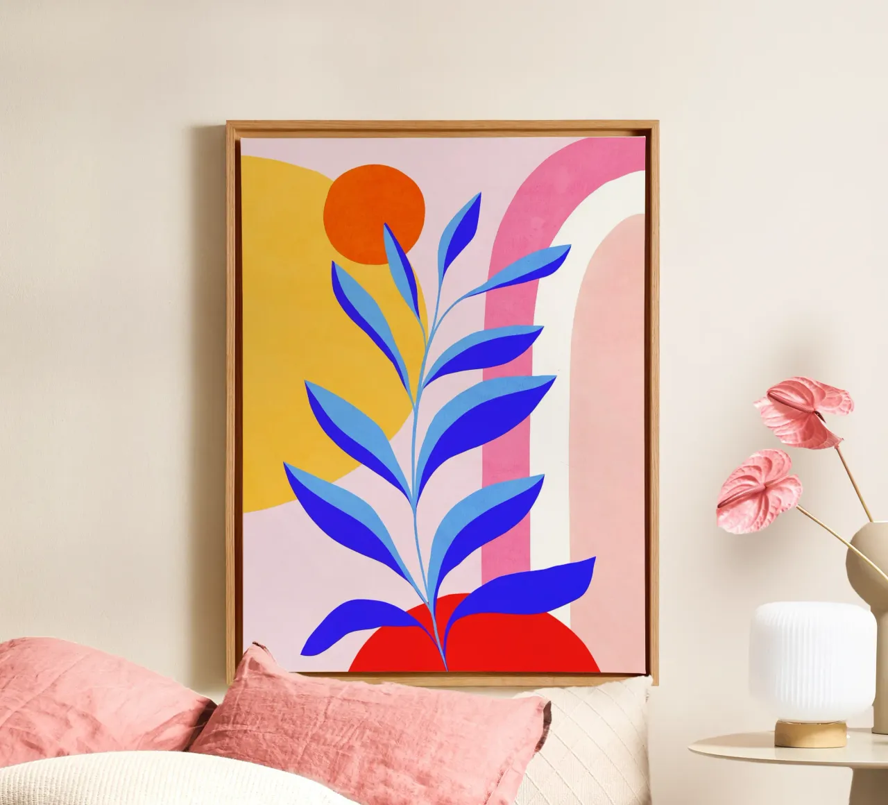 Luminoso bagliore tropicale - Audace arte minimalista estiva 1/2 tela con Cornice a cassetta da Dominique Vari