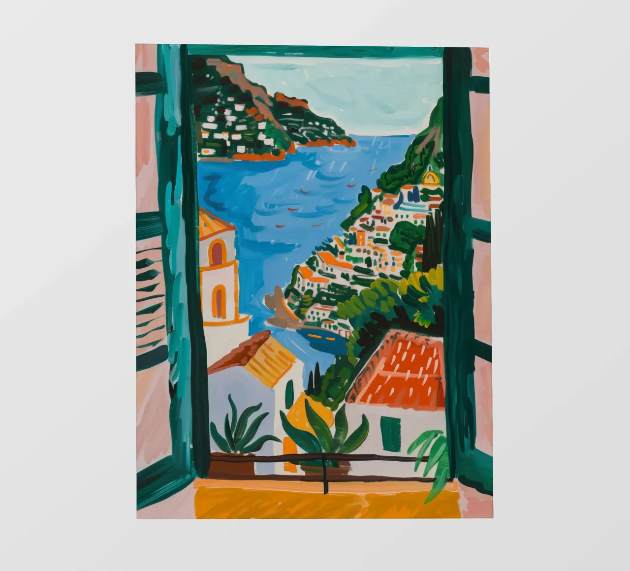 Italien Gemälde, Italien Kunst, Positano Druck, Amalfiküste PVC Plane von DolceVita